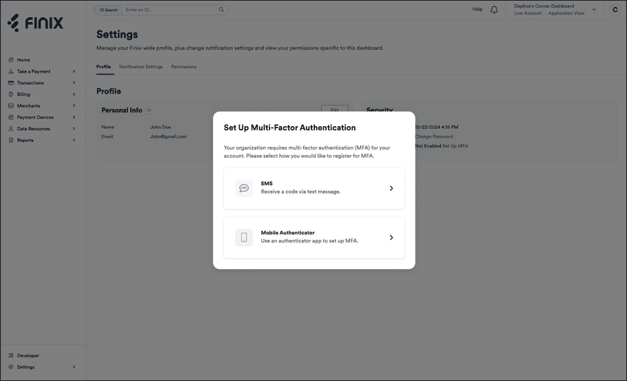 SMS Multi Factor Authentication