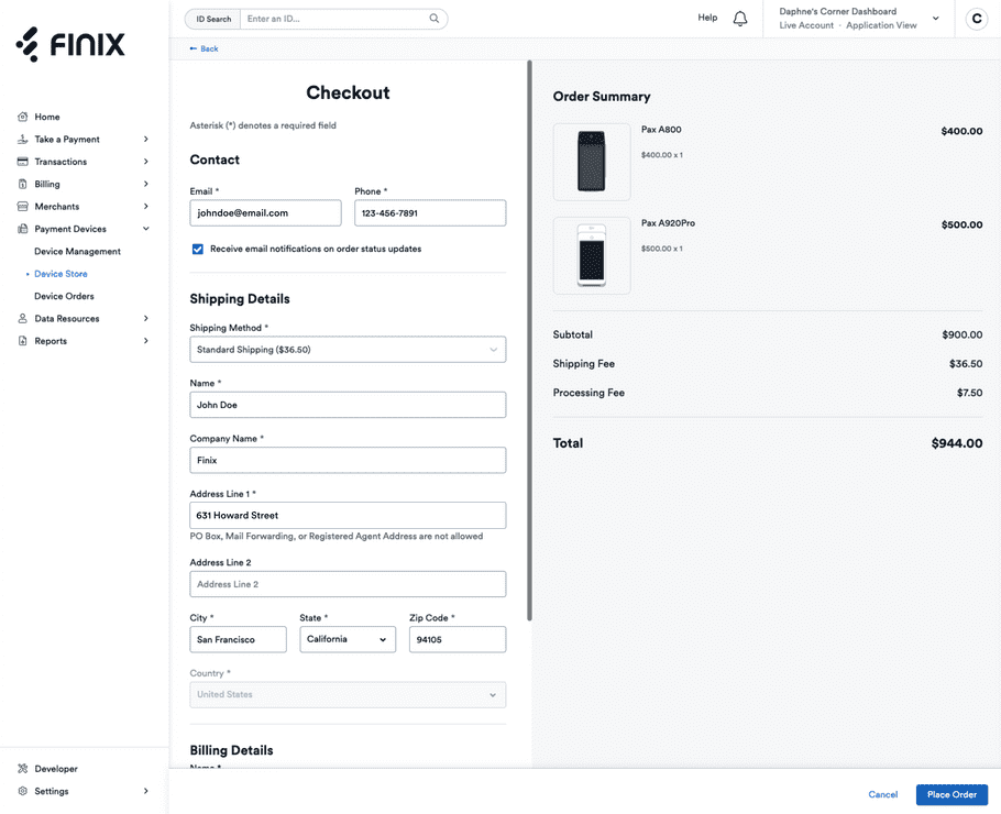 Device Store Checkout