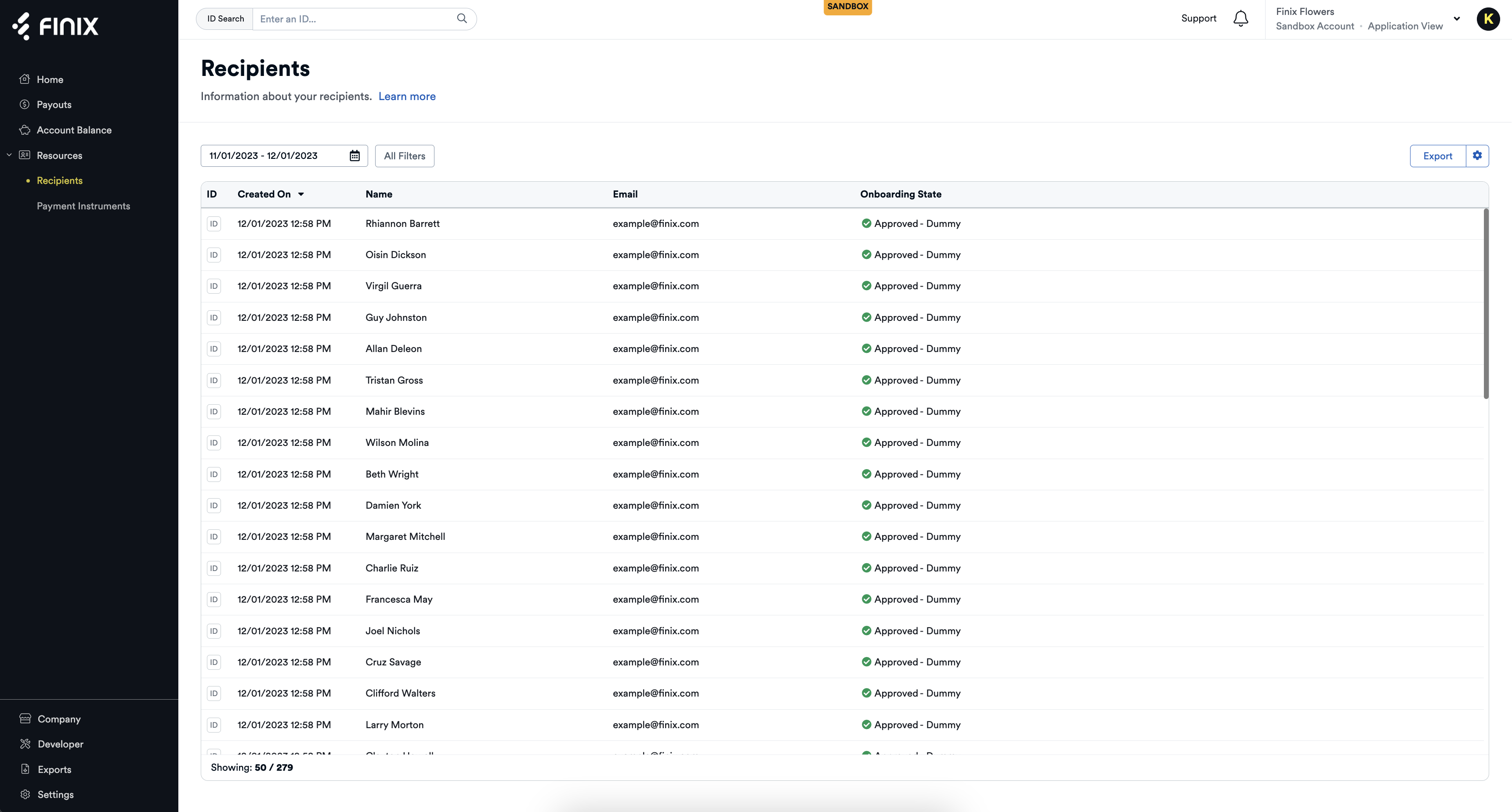 Recipients Page Payouts