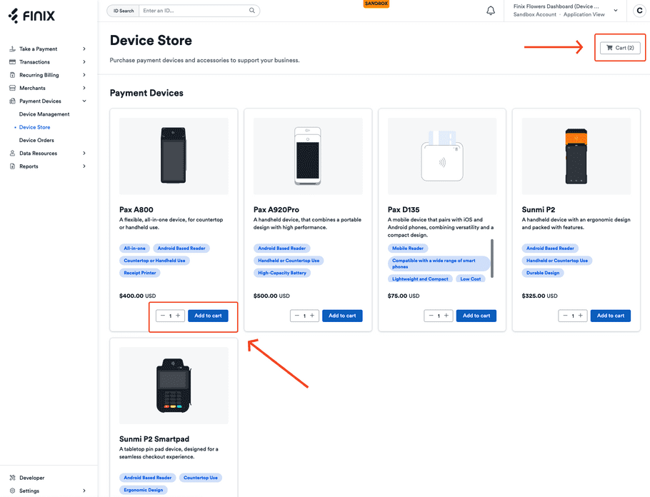 Device Store Add Device to Cart