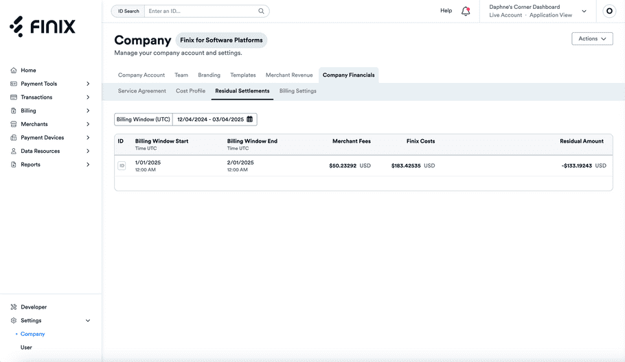 Billing Settlements