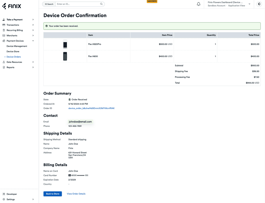 Device Store Checkout